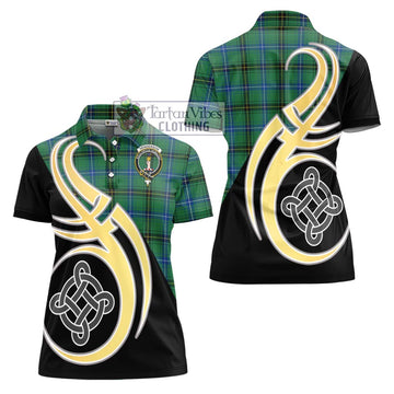 Henderson Ancient Tartan Women's Polo Shirt with Family Crest and Celtic Symbol Style