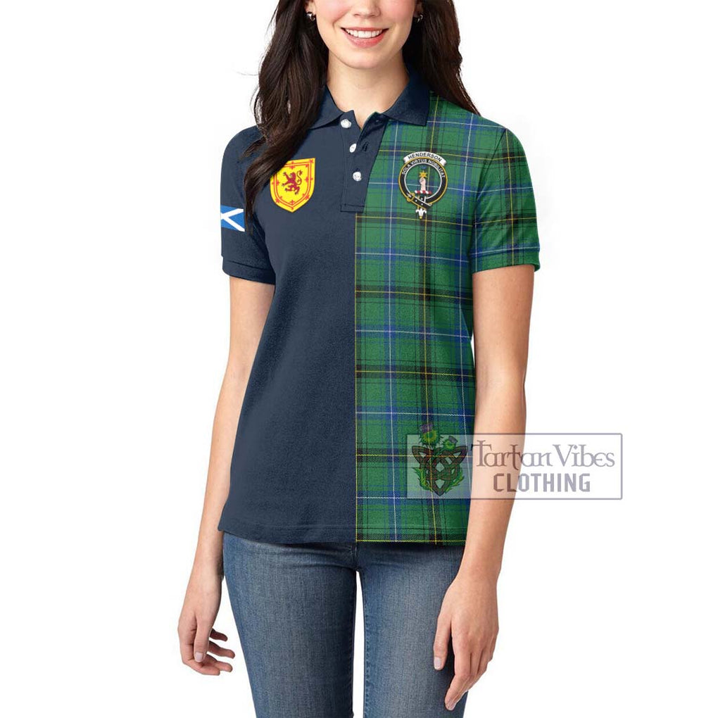 Tartan Vibes Clothing Henderson Ancient Tartan Women's Polo Shirt with Scottish Lion Royal Arm Half Style