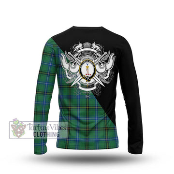 Henderson Ancient Tartan Long Sleeve T-Shirt with Family Crest and Military Logo Style