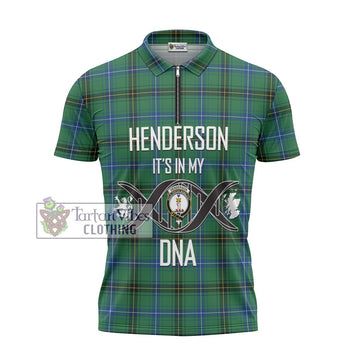 Henderson Ancient Tartan Zipper Polo Shirt with Family Crest DNA In Me Style