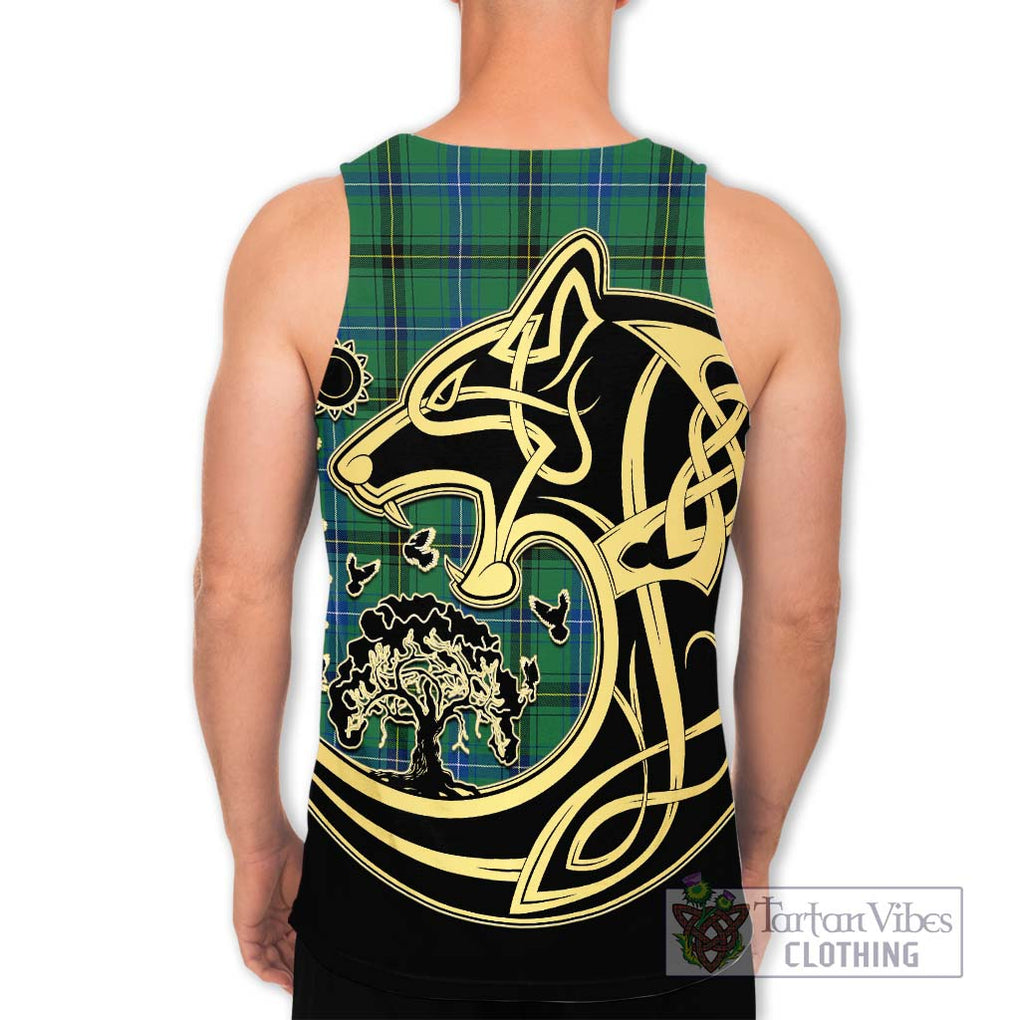 Henderson Ancient Tartan Men's Tank Top with Family Crest Celtic Wolf Style - Tartan Vibes Clothing