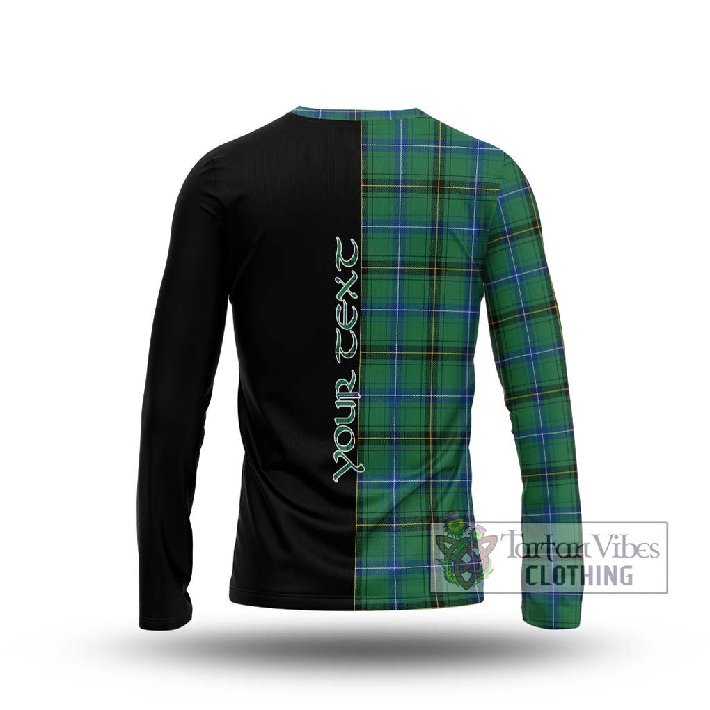 Henderson Ancient Tartan Long Sleeve T-Shirt with Family Crest and Half Of Me Style - Tartanvibesclothing Shop