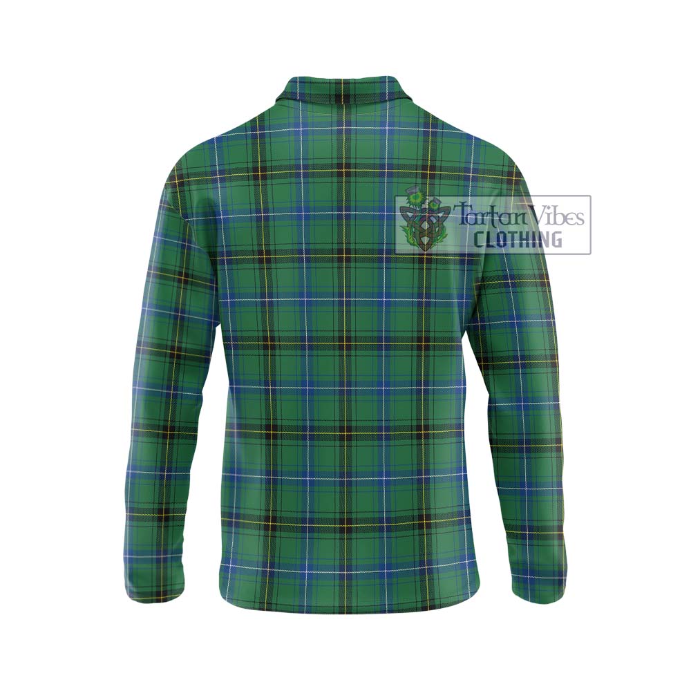 Henderson Ancient Tartan Long Sleeve Polo Shirt with Family Crest DNA In Me Style - Tartanvibesclothing Shop