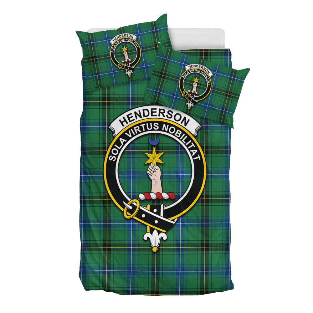 Henderson Ancient Tartan Bedding Set with Family Crest - Tartan Vibes Clothing