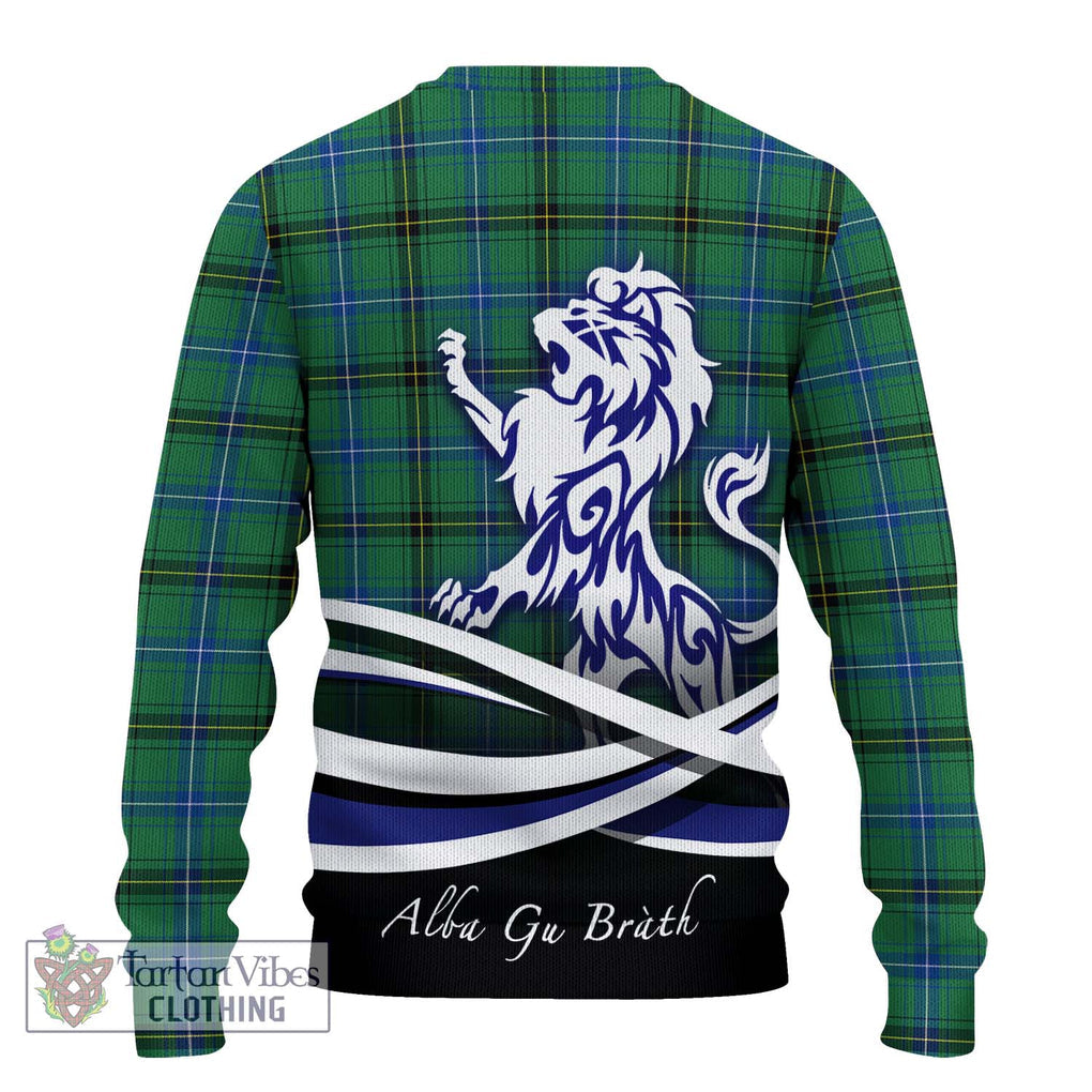 Henderson Ancient Tartan Knitted Sweater with Alba Gu Brath Regal Lion Emblem - Tartanvibesclothing Shop