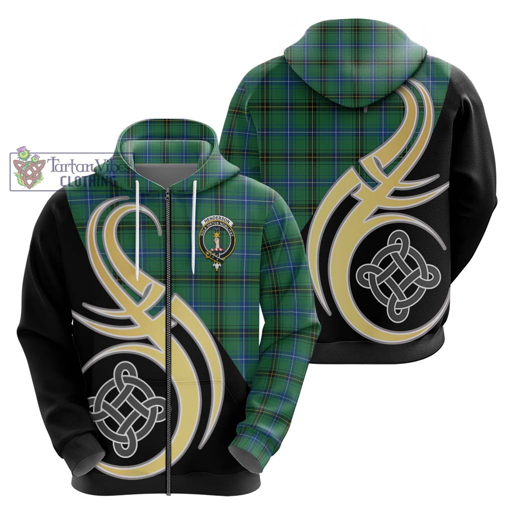 Henderson Ancient Tartan Hoodie with Family Crest and Celtic Symbol Style - Tartan Vibes Clothing