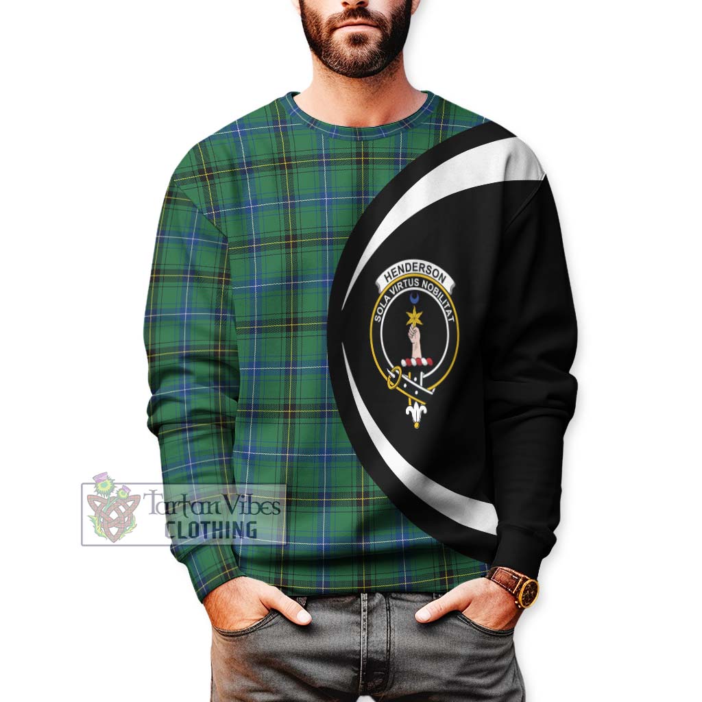 Henderson Ancient Tartan Sweatshirt with Family Crest Circle Style - Tartan Vibes Clothing