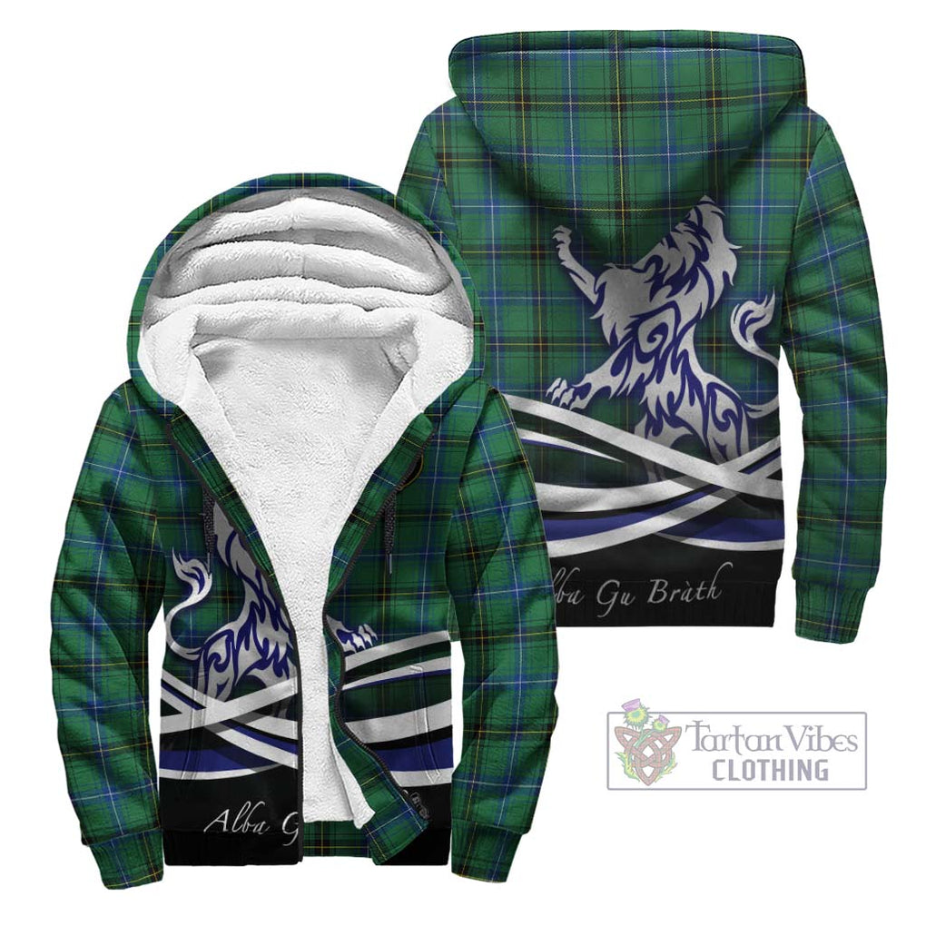 Henderson Ancient Tartan Sherpa Hoodie with Alba Gu Brath Regal Lion Emblem Unisex - Tartanvibesclothing Shop