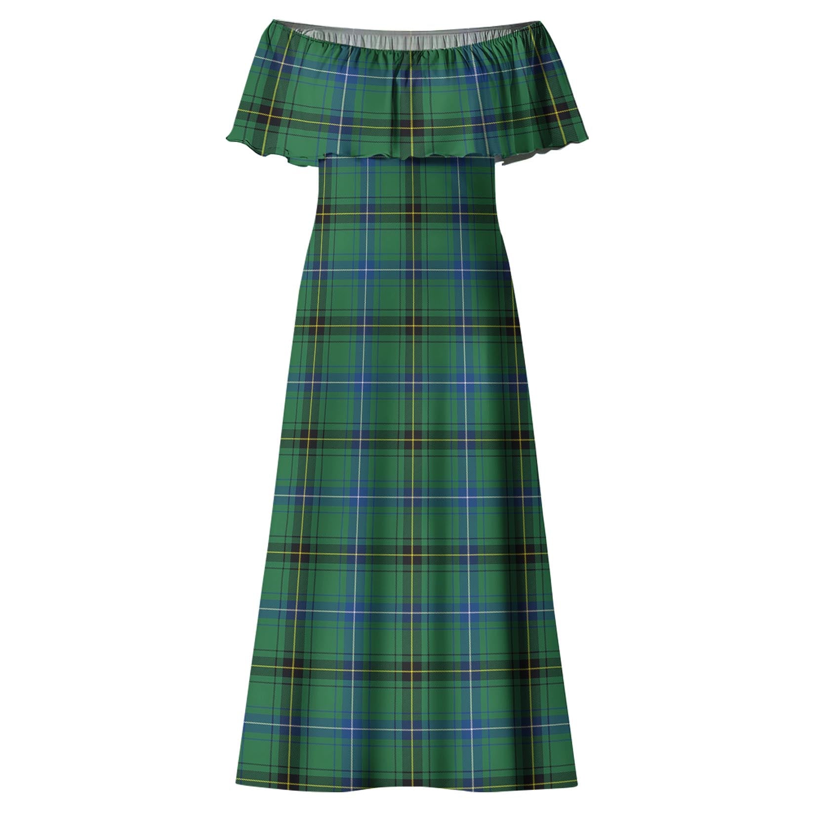 Henderson Ancient Tartan Off Shoulder Long Dress - Tartanvibesclothing