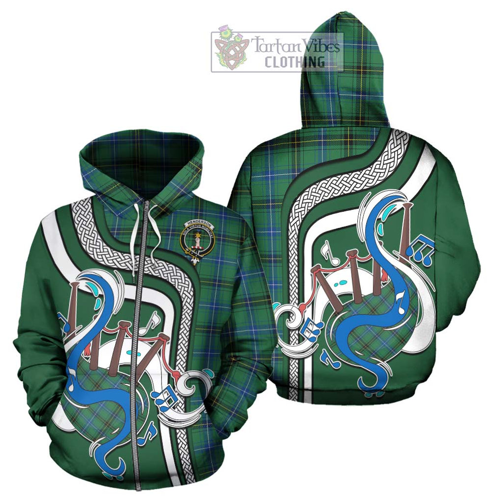 Henderson Ancient Tartan Hoodie with Epic Bagpipe Style - Tartanvibesclothing Shop