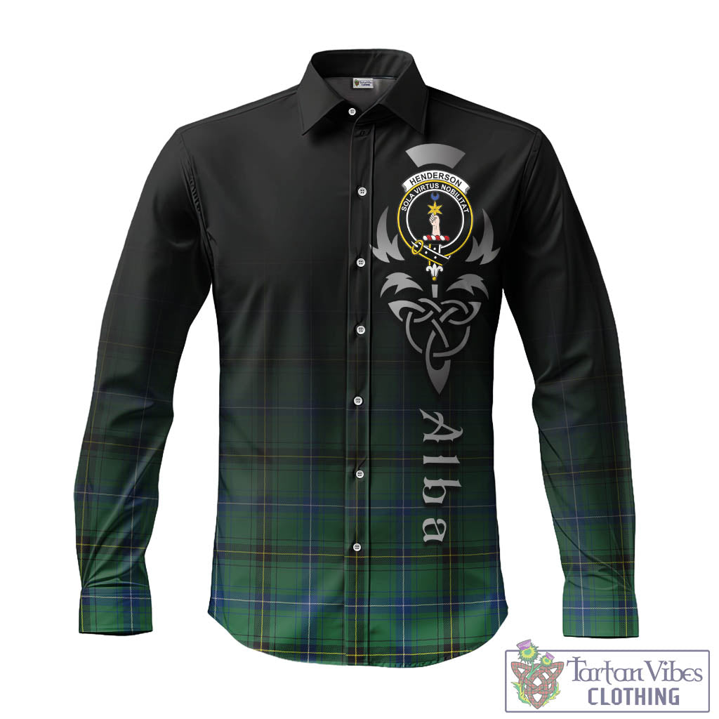 Tartan Vibes Clothing Henderson Ancient Tartan Long Sleeve Button Up Featuring Alba Gu Brath Family Crest Celtic Inspired