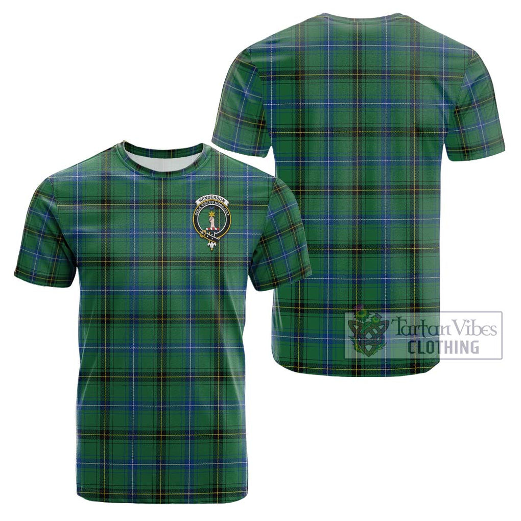 Henderson Ancient Tartan Cotton T-Shirt with Family Crest Kid's Shirt - Tartanvibesclothing Shop