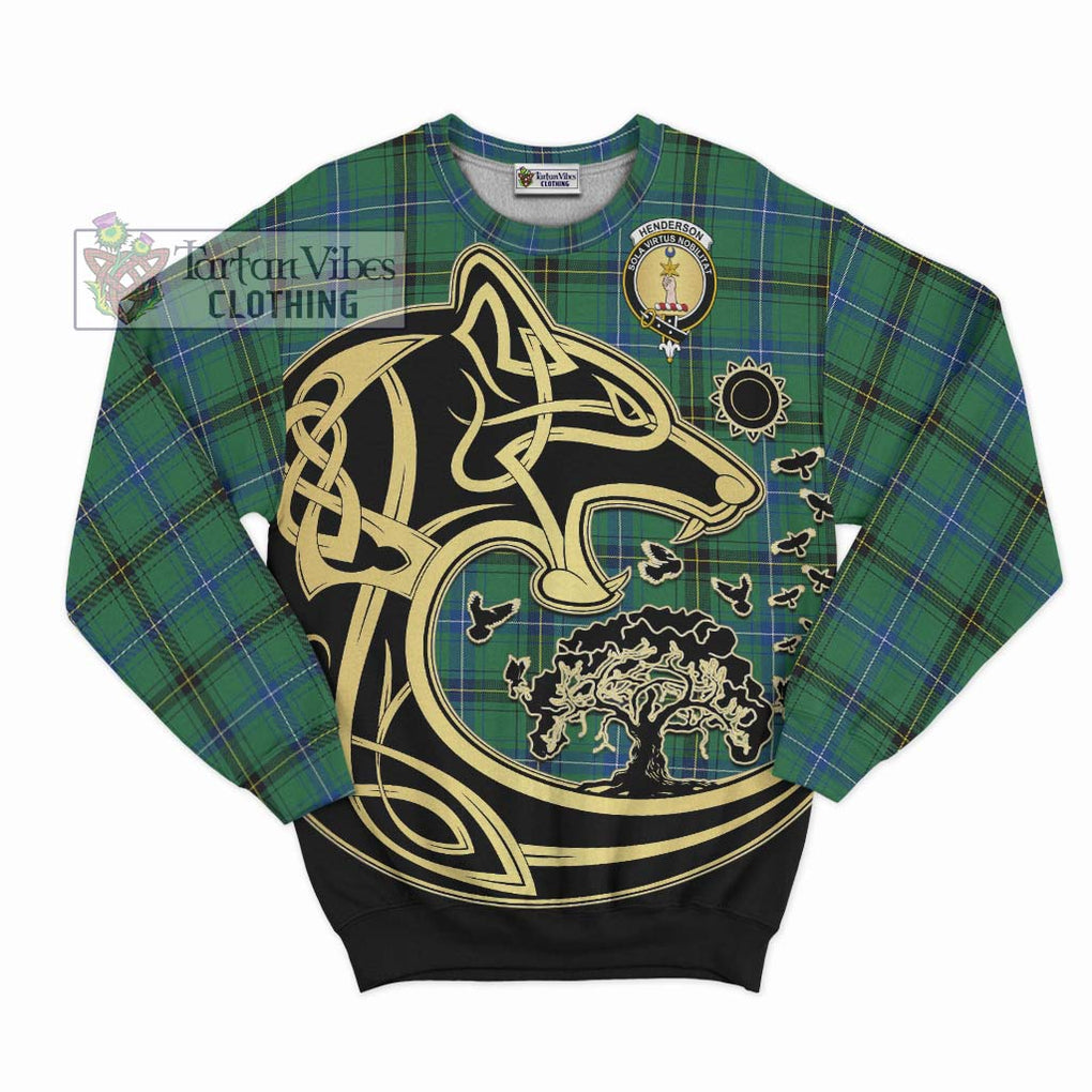 Henderson Ancient Tartan Sweatshirt with Family Crest Celtic Wolf Style - Tartan Vibes Clothing