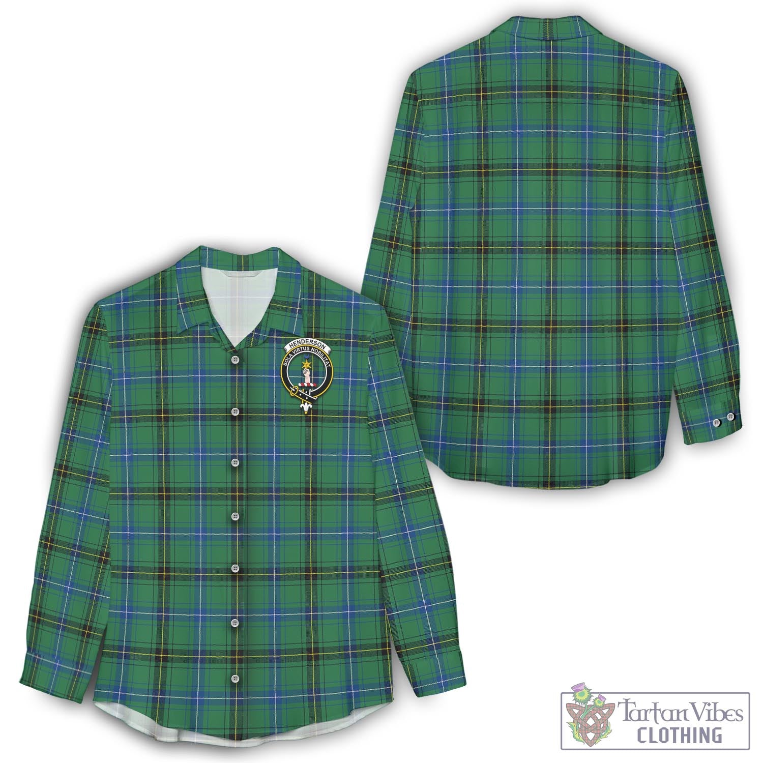 Tartan Vibes Clothing Henderson Ancient Tartan Womens Casual Shirt with Family Crest