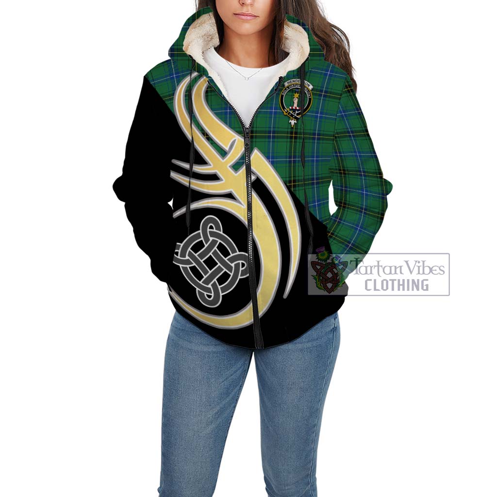 Henderson Ancient Tartan Sherpa Hoodie with Family Crest and Celtic Symbol Style Unisex - Tartan Vibes Clothing