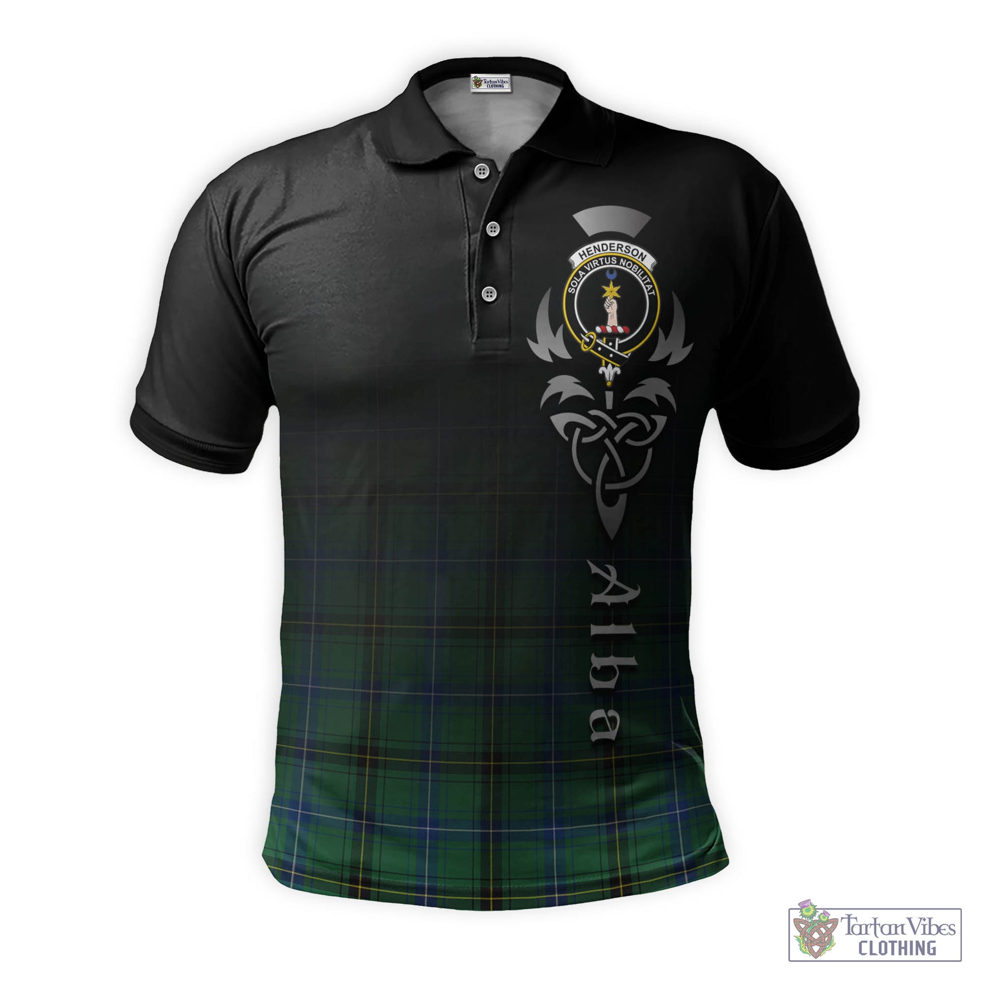 Tartan Vibes Clothing Henderson Ancient Tartan Polo Shirt Featuring Alba Gu Brath Family Crest Celtic Inspired