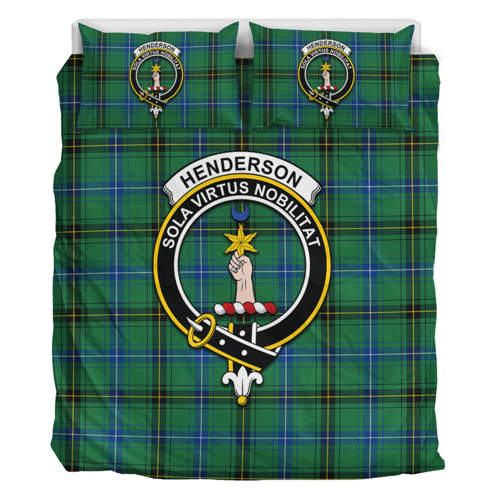 Henderson Ancient Tartan Bedding Set with Family Crest - Tartan Vibes Clothing