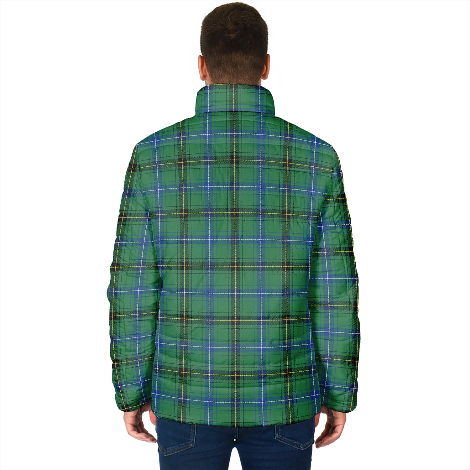 Henderson Ancient Tartan Padded Jacket with Family Crest - Tartan Vibes Clothing