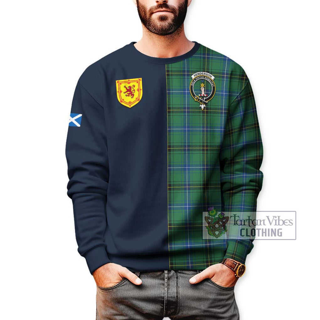 Tartan Vibes Clothing Henderson Ancient Tartan Sweatshirt with Scottish Lion Royal Arm Half Style