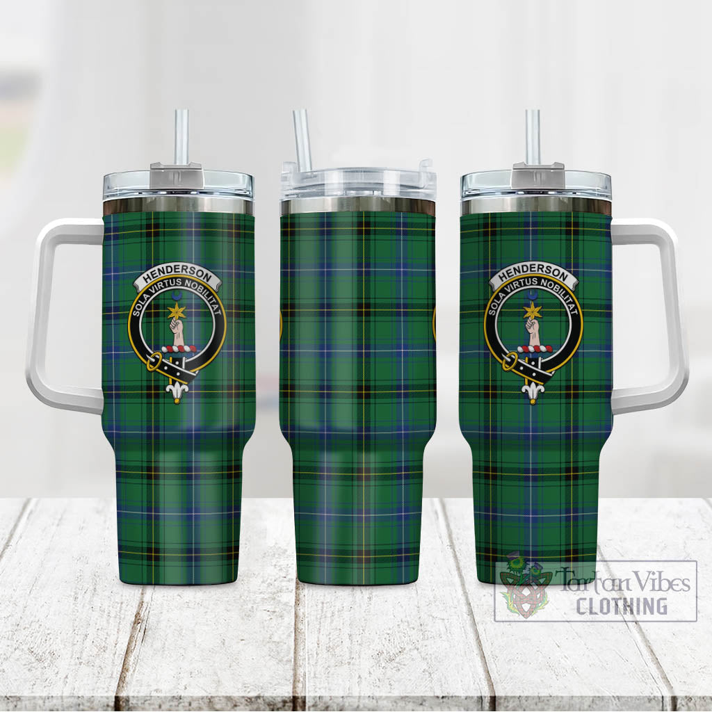 Tartan Vibes Clothing Henderson Ancient Tartan and Family Crest Tumbler with Handle