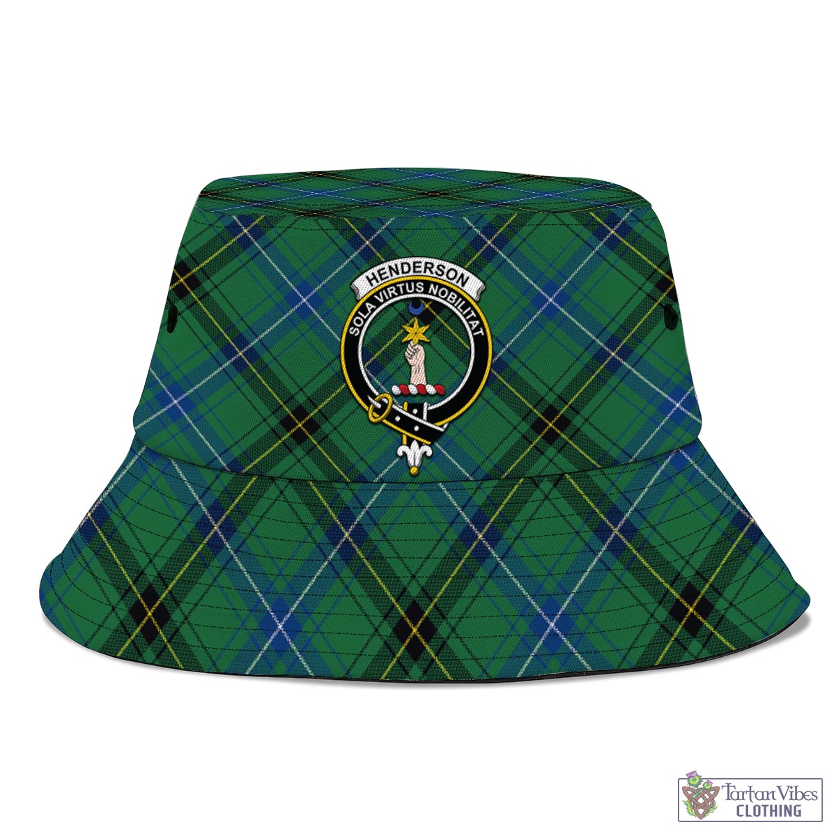 Tartan Vibes Clothing Henderson Ancient Tartan Bucket Hat with Family Crest