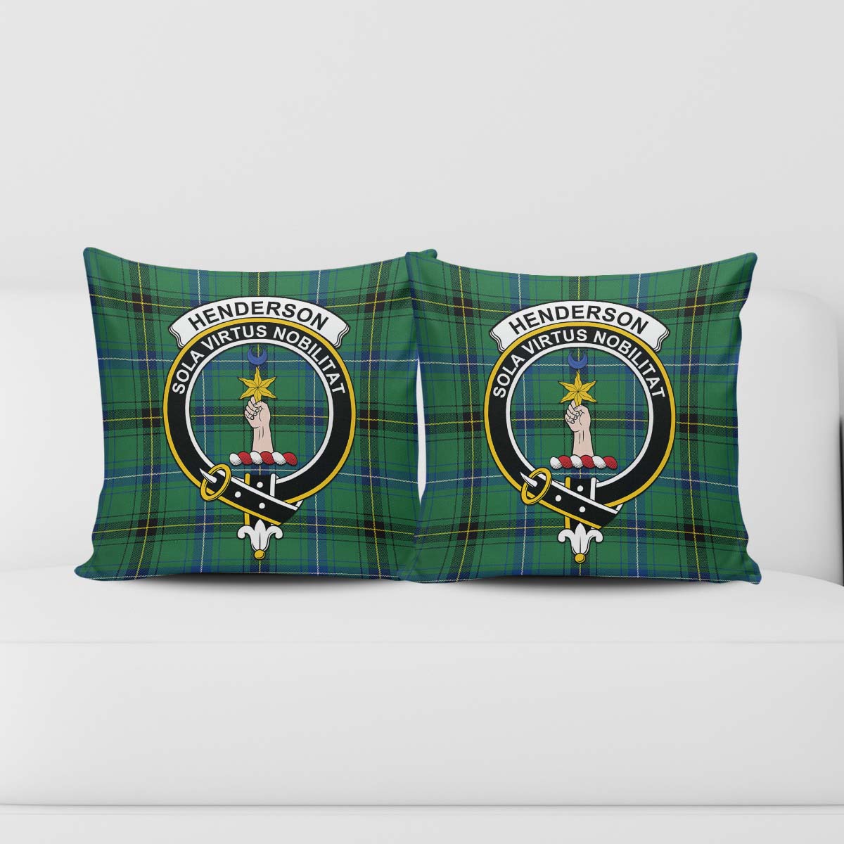 Henderson Ancient Tartan Pillow Cover with Family Crest - Tartanvibesclothing