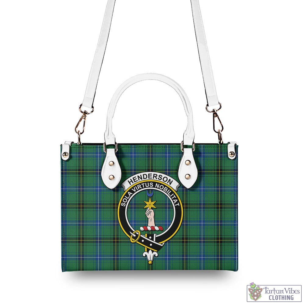 Tartan Vibes Clothing Henderson Ancient Tartan Luxury Leather Handbags with Family Crest