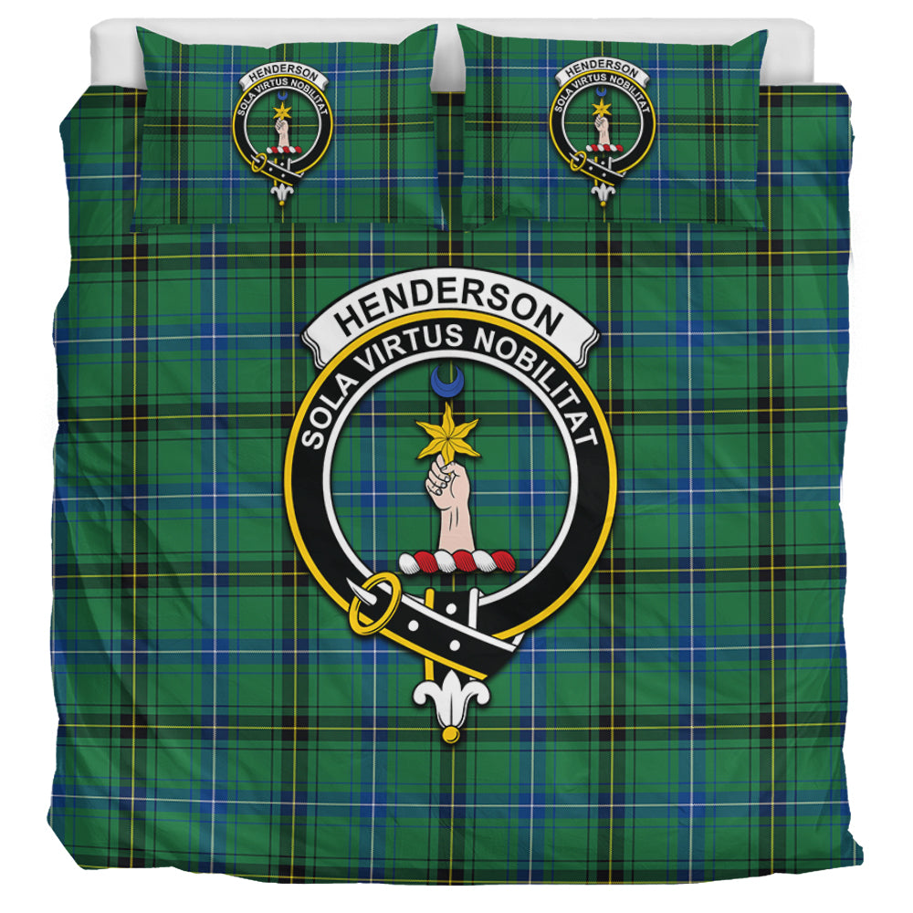 Henderson Ancient Tartan Bedding Set with Family Crest UK Bedding Set UK Super King 104*94 inch - Tartan Vibes Clothing