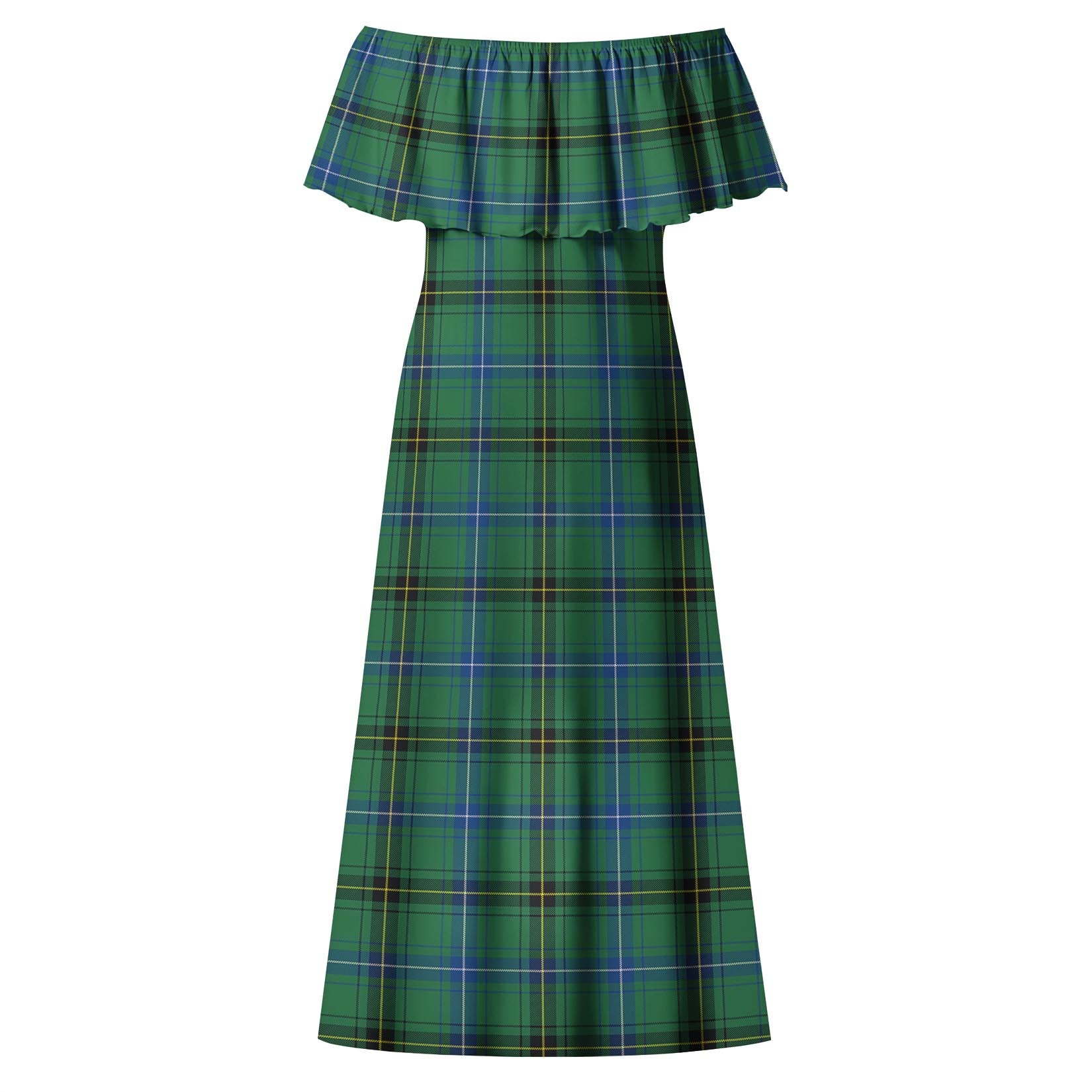 Henderson Ancient Tartan Off Shoulder Long Dress - Tartanvibesclothing