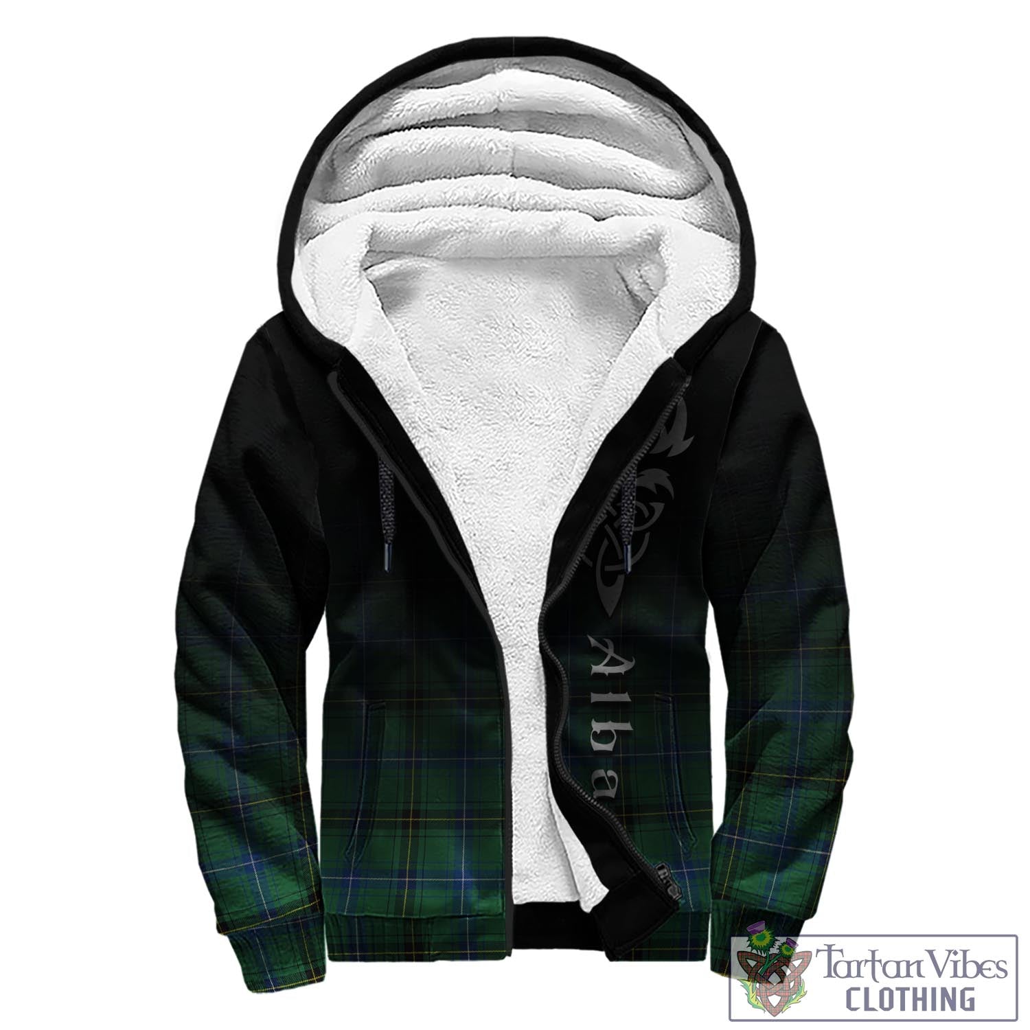 Tartan Vibes Clothing Henderson Ancient Tartan Sherpa Hoodie Featuring Alba Gu Brath Family Crest Celtic Inspired