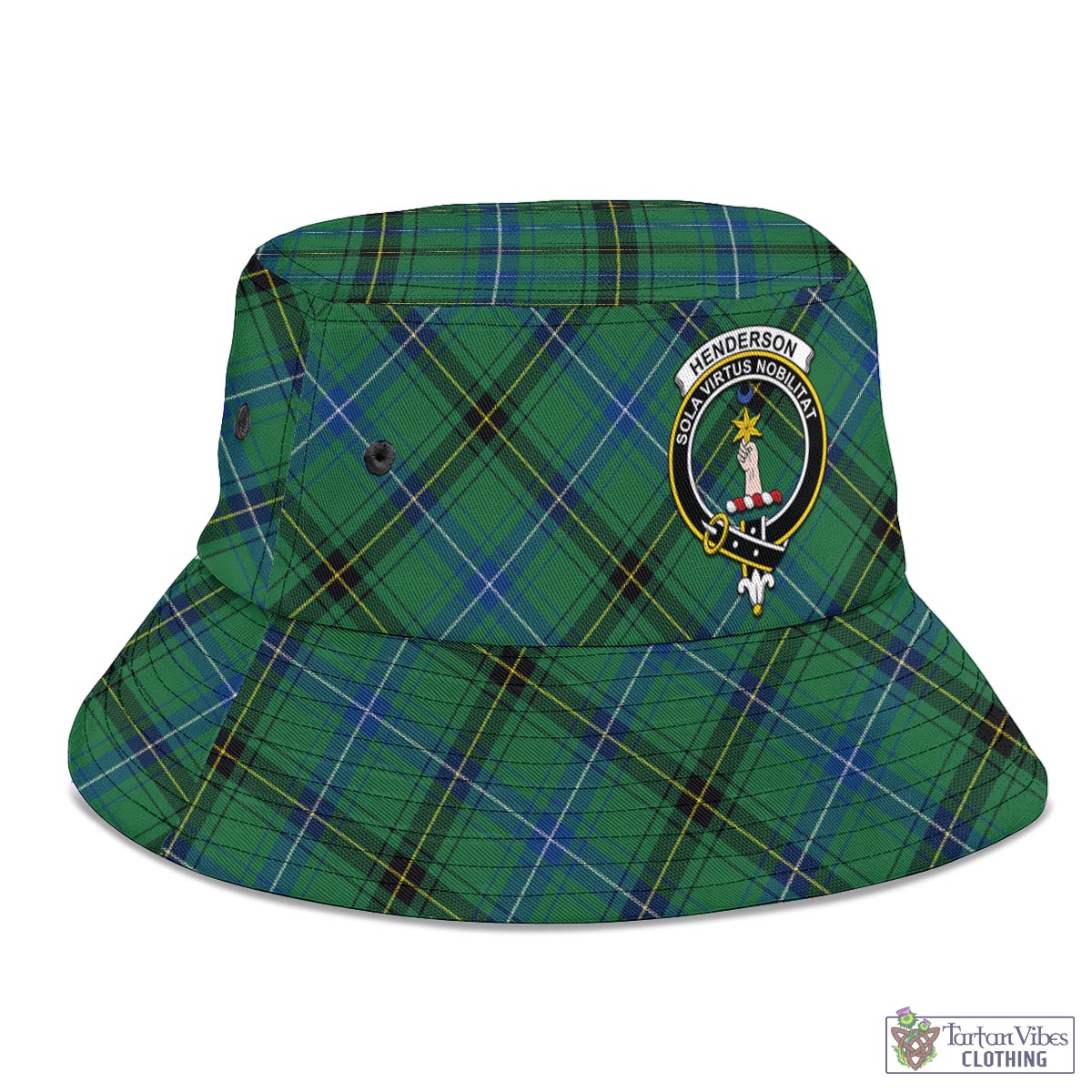 Tartan Vibes Clothing Henderson Ancient Tartan Bucket Hat with Family Crest