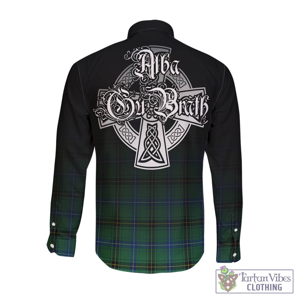 Tartan Vibes Clothing Henderson Ancient Tartan Long Sleeve Button Up Featuring Alba Gu Brath Family Crest Celtic Inspired