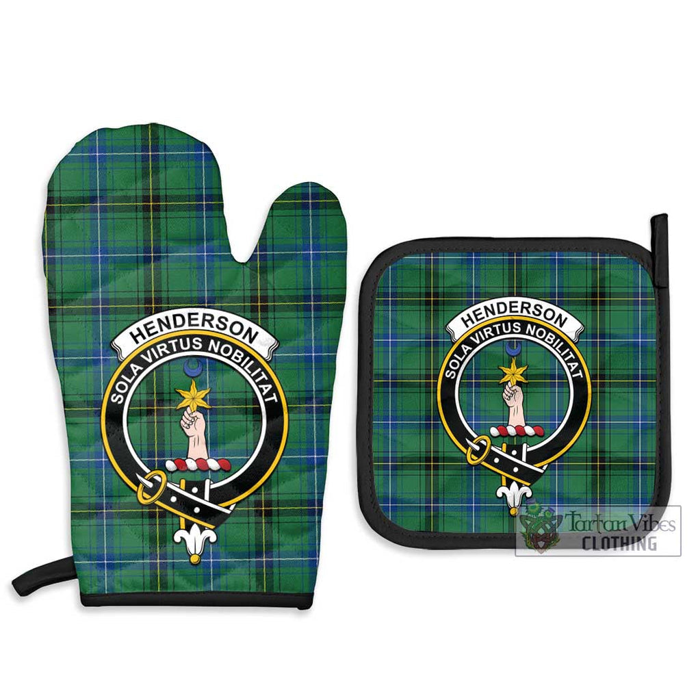 Henderson Ancient Tartan Combo Oven Mitt & Pot-Holder with Family Crest Combo 1 Oven Mitt & 2 Pot-Holder Black - Tartan Vibes Clothing