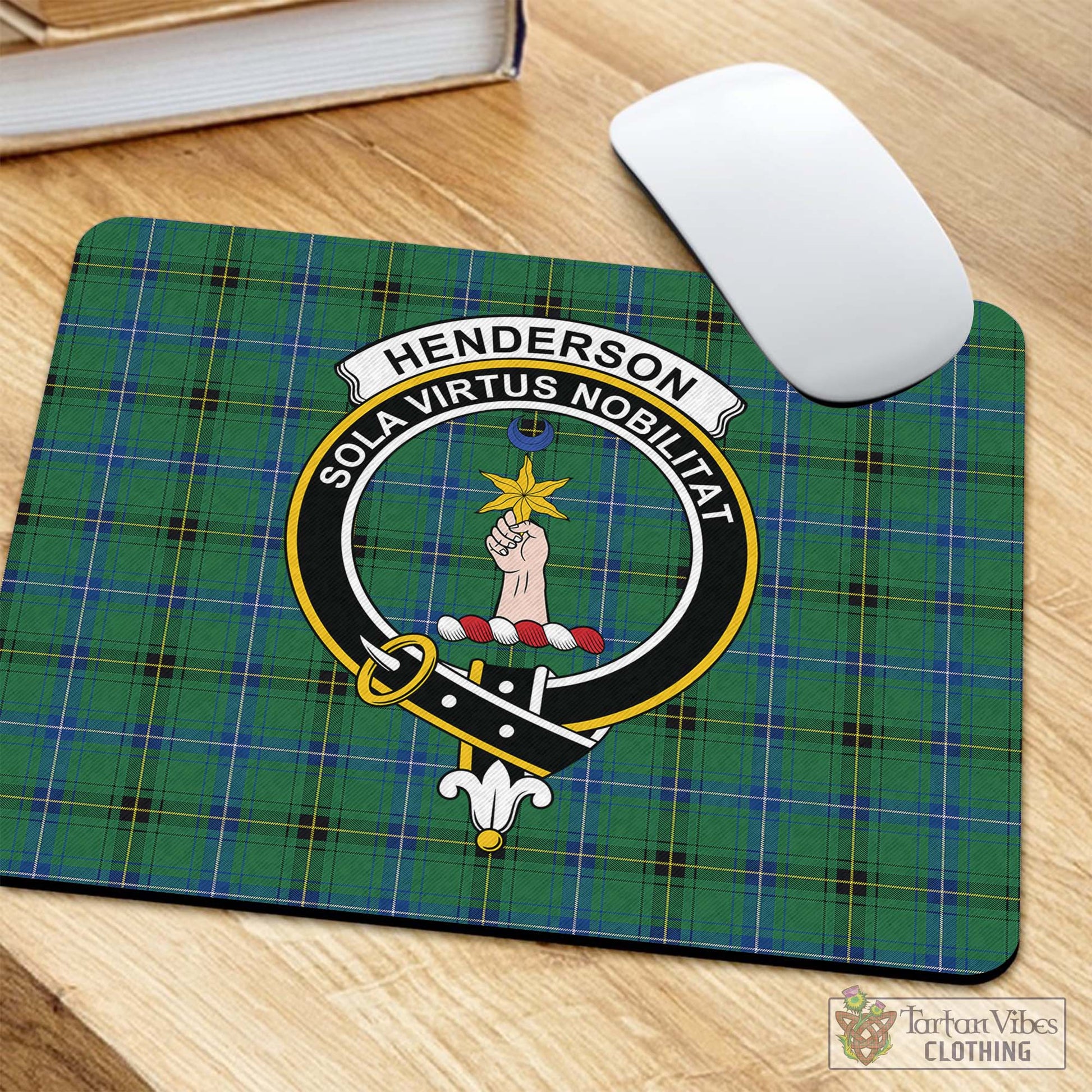 Tartan Vibes Clothing Henderson Ancient Tartan Mouse Pad with Family Crest