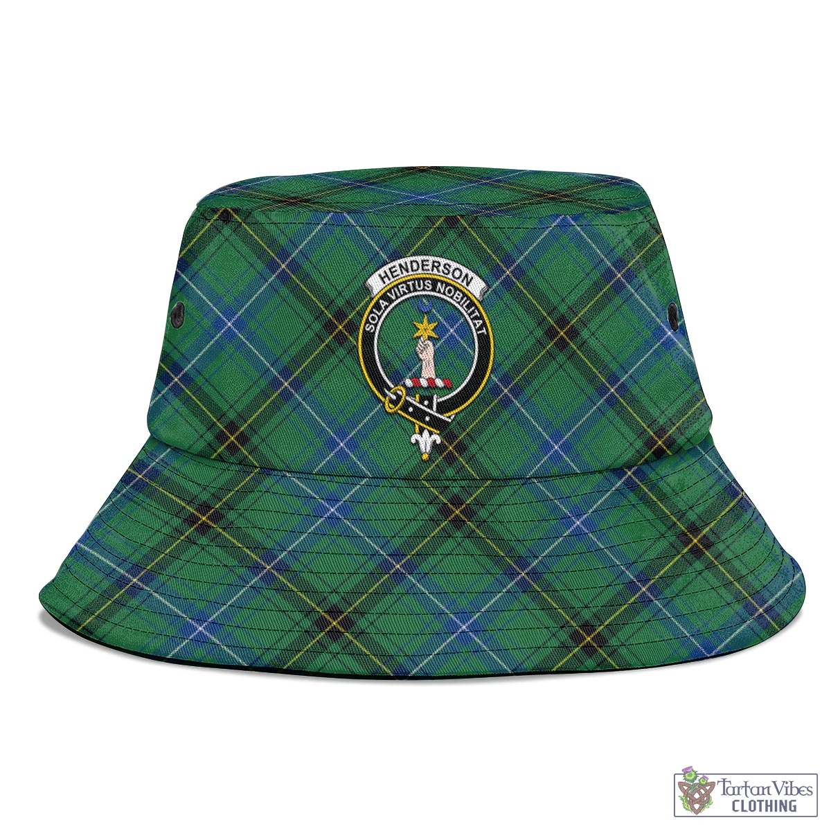 Tartan Vibes Clothing Henderson Ancient Tartan Bucket Hat with Family Crest