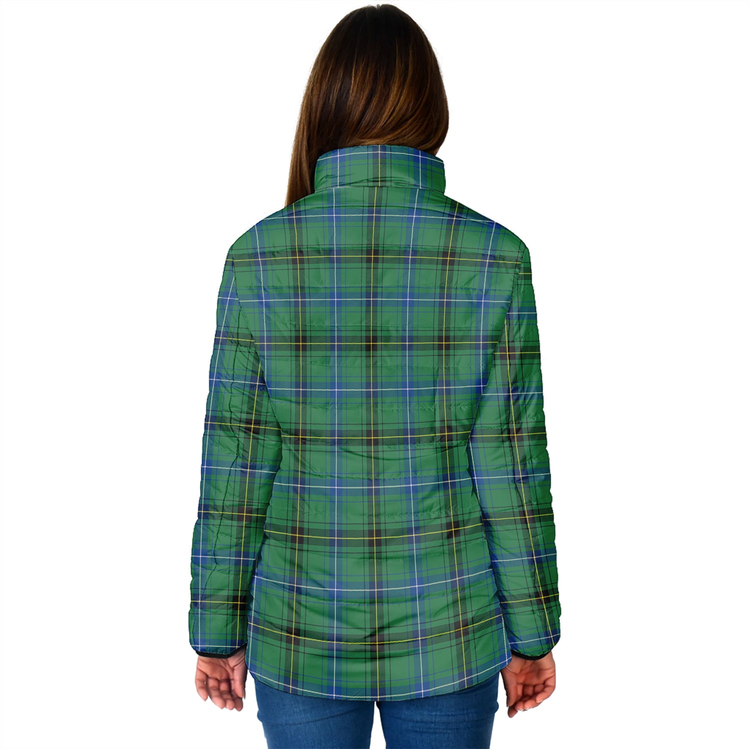 Henderson Ancient Tartan Padded Jacket with Family Crest - Tartan Vibes Clothing