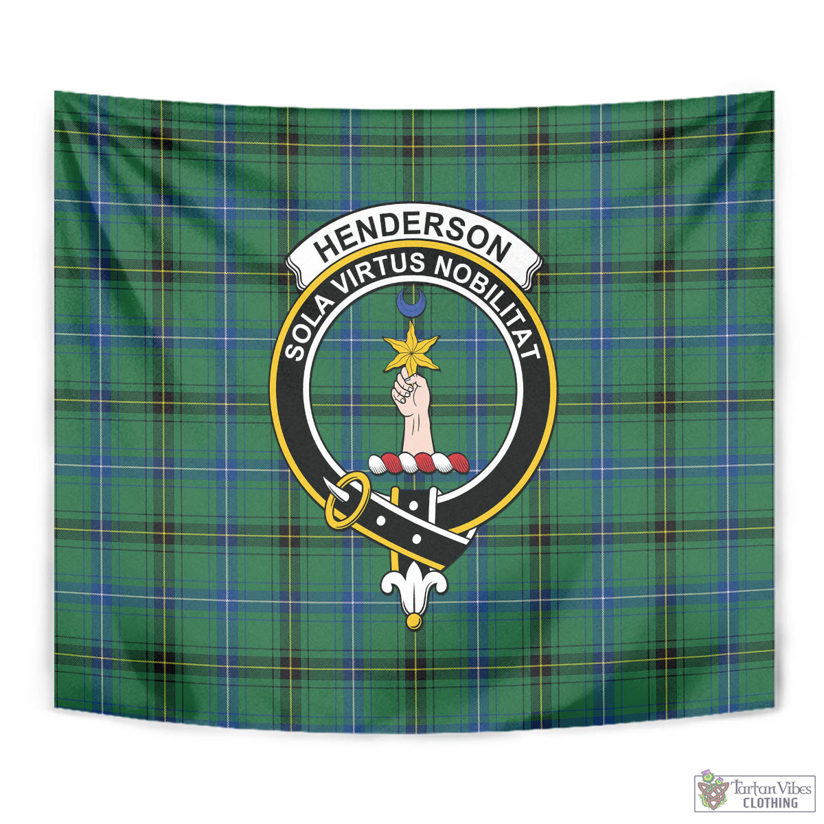 Tartan Vibes Clothing Henderson Ancient Tartan Tapestry Wall Hanging and Home Decor for Room with Family Crest