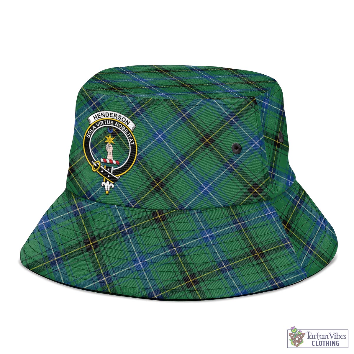 Tartan Vibes Clothing Henderson Ancient Tartan Bucket Hat with Family Crest