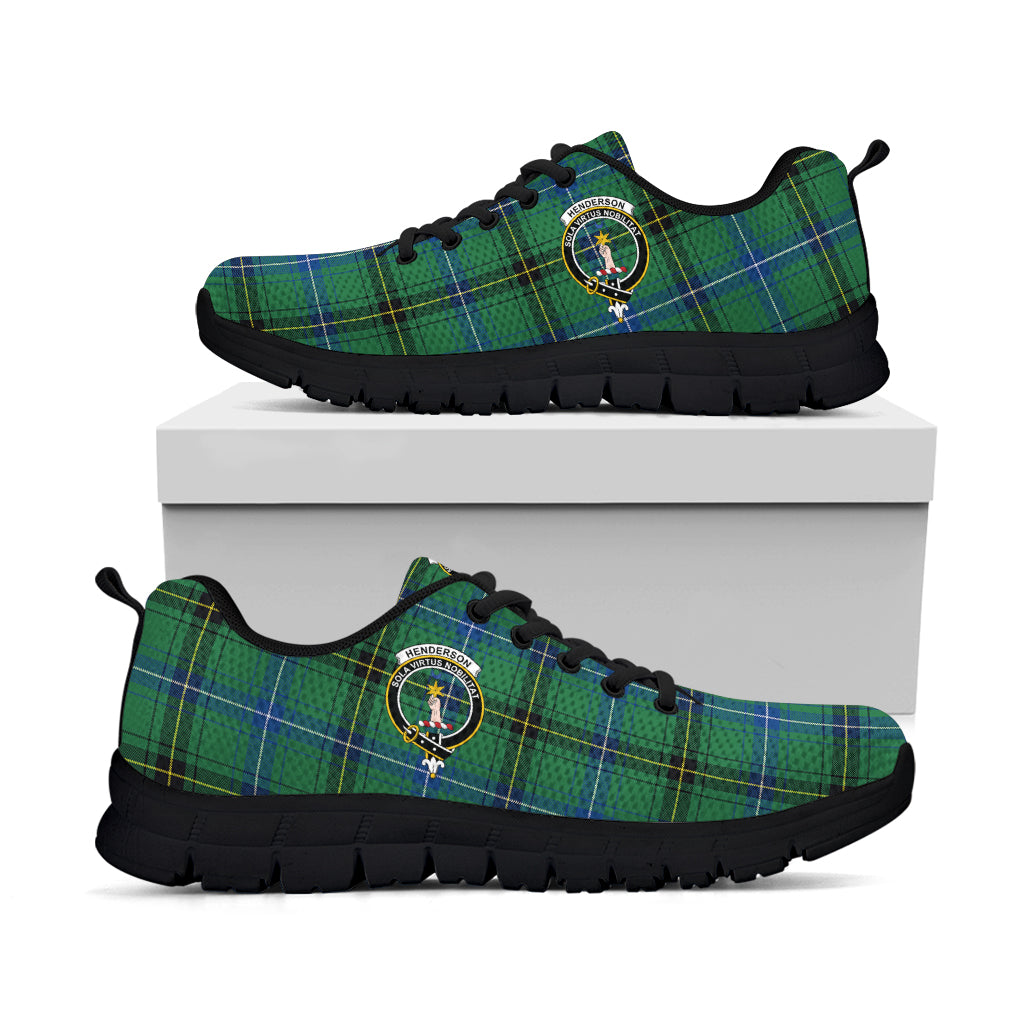 Henderson Ancient Tartan Sneakers with Family Crest - Tartan Vibes Clothing