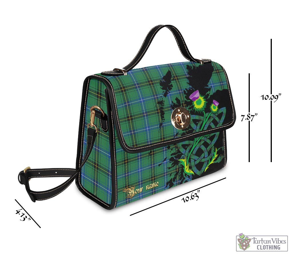 Tartan Vibes Clothing Henderson Ancient Tartan Waterproof Canvas Bag with Scotland Map and Thistle Celtic Accents