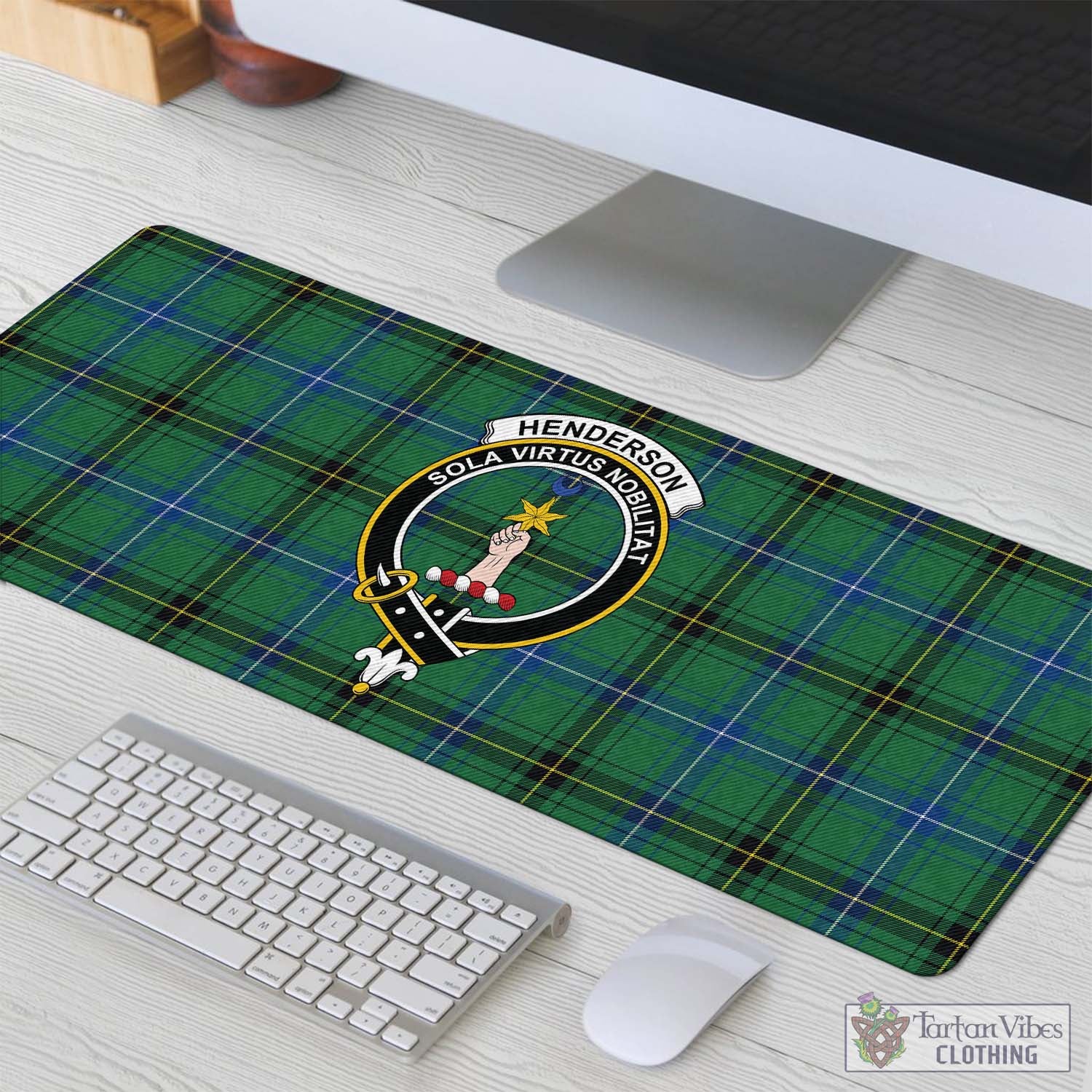 Tartan Vibes Clothing Henderson Ancient Tartan Mouse Pad with Family Crest