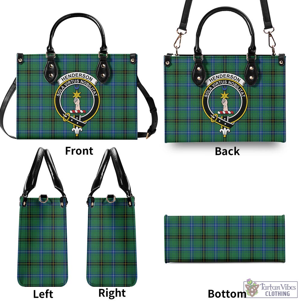 Tartan Vibes Clothing Henderson Ancient Tartan Luxury Leather Handbags with Family Crest