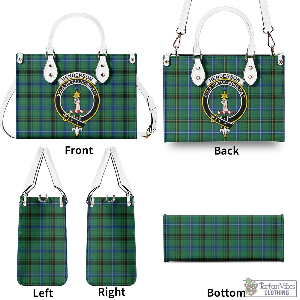 Tartan Vibes Clothing Henderson Ancient Tartan Luxury Leather Handbags with Family Crest