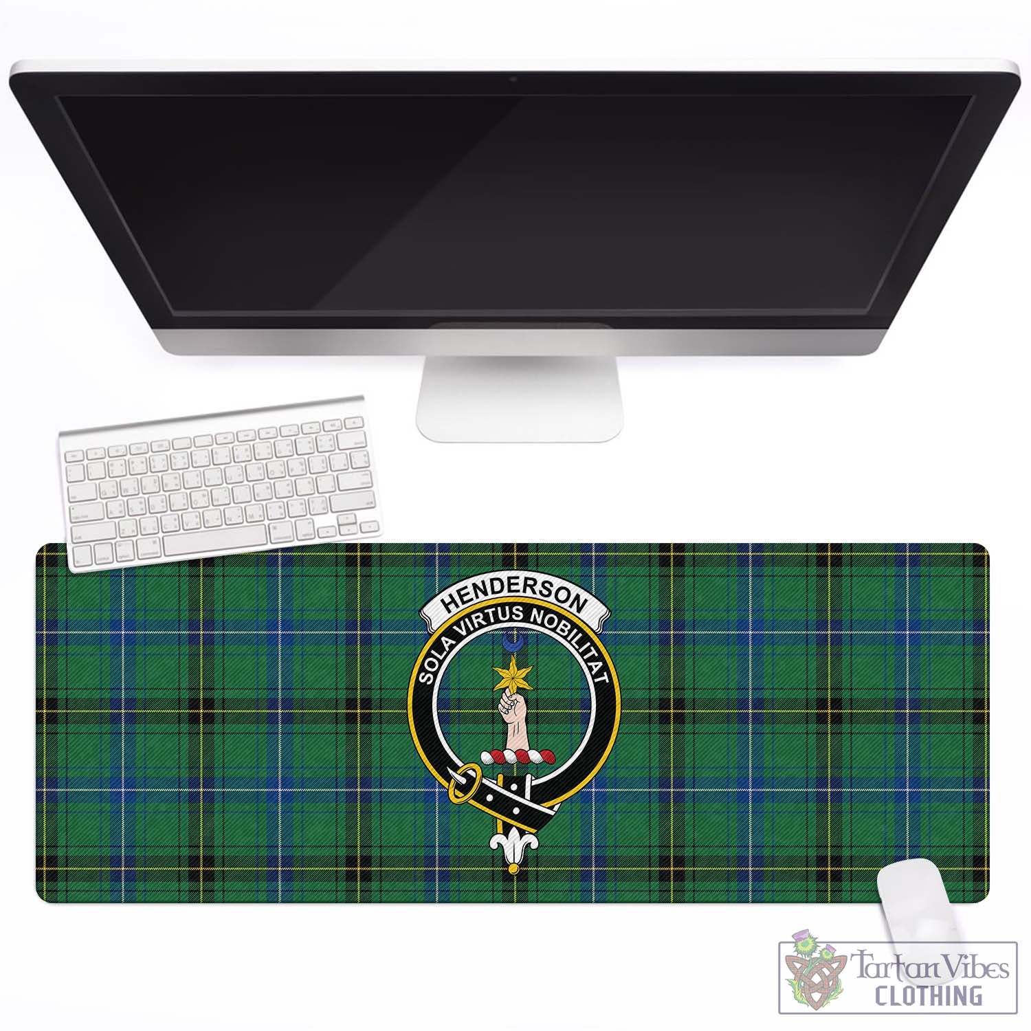 Tartan Vibes Clothing Henderson Ancient Tartan Mouse Pad with Family Crest