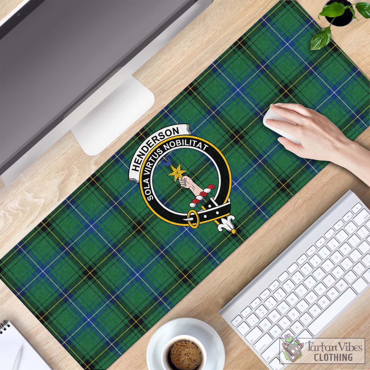 Tartan Vibes Clothing Henderson Ancient Tartan Mouse Pad with Family Crest