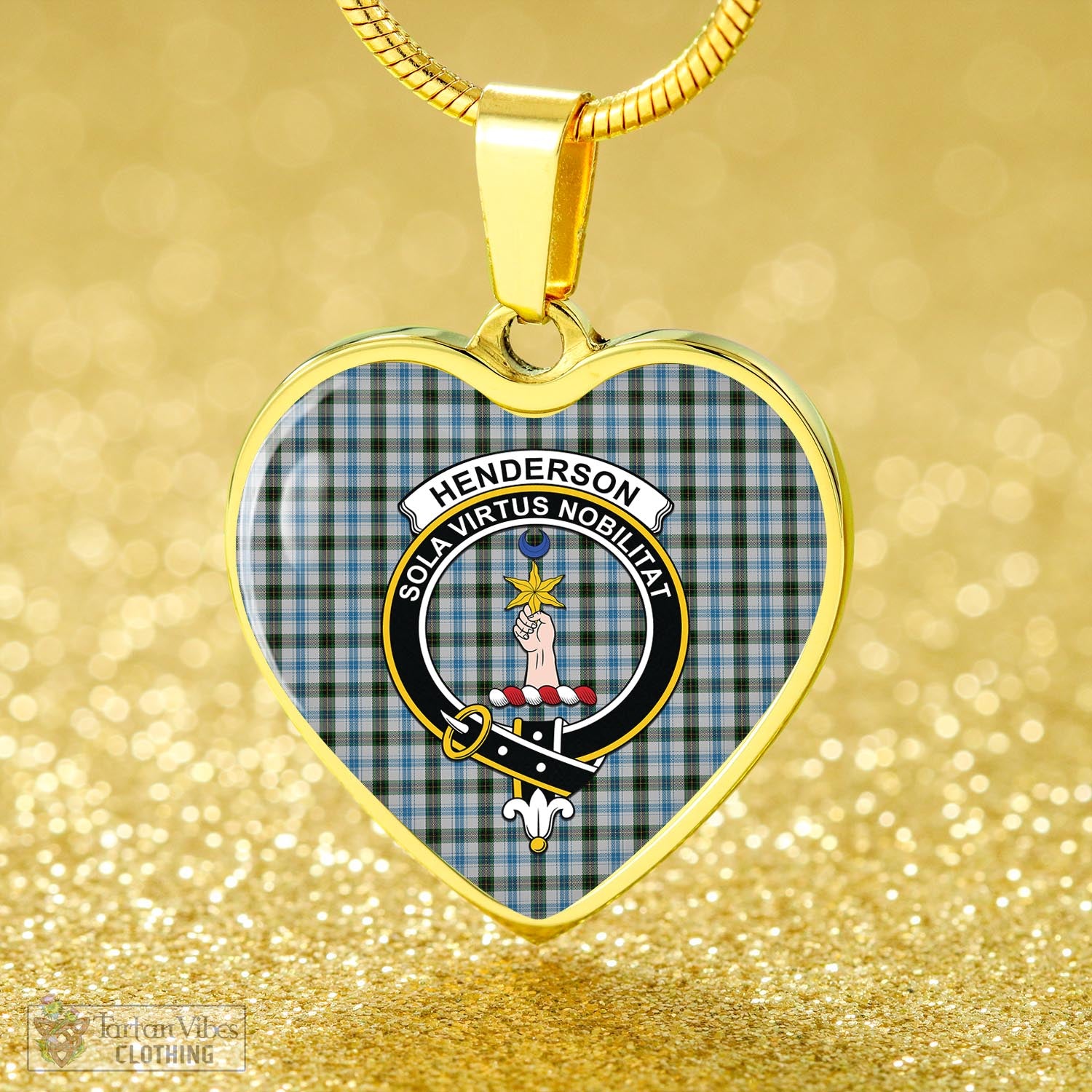 Tartan Vibes Clothing Henderson Dress Tartan Heart Necklace with Family Crest