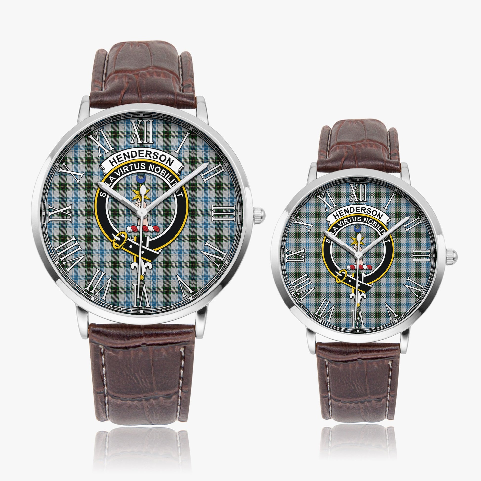 Henderson Dress Tartan Family Crest Leather Strap Quartz Watch - Tartanvibesclothing