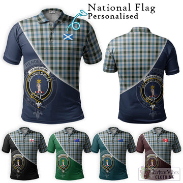 Henderson Dress Tartan Polo Shirt with Personalised National Flag and Family Crest Half Style