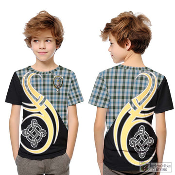 Henderson Dress Tartan Kid T-Shirt with Family Crest and Celtic Symbol Style