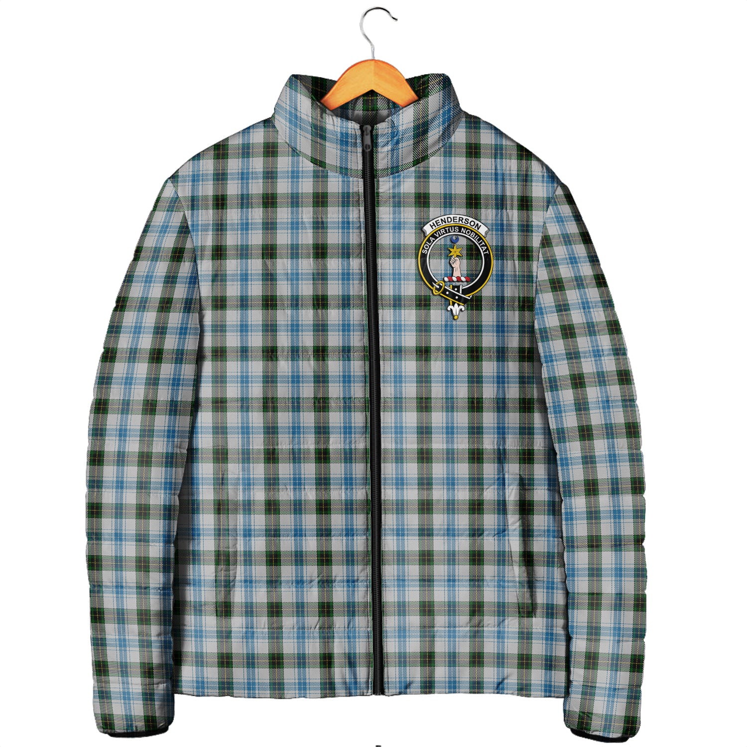 Henderson Dress Tartan Padded Jacket with Family Crest Men's Padded Jacket - Tartan Vibes Clothing